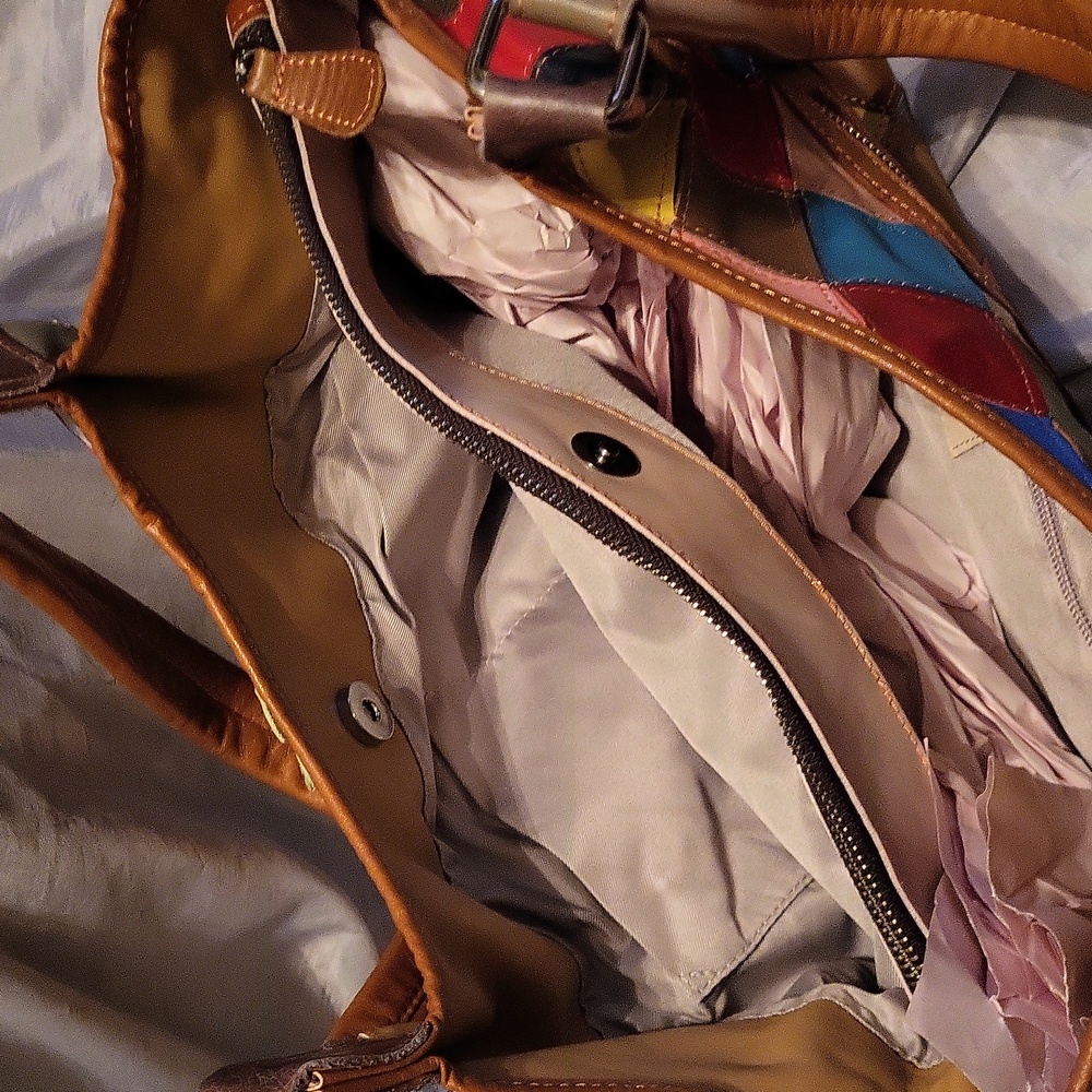 Ameri Leather Colorful Patchwork Floral Tote Bag … - image 7